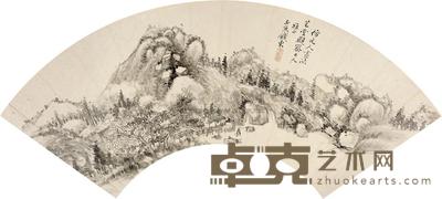 钱东 山居清夏 扇面 18×55cm