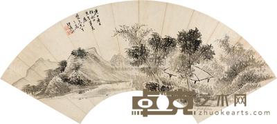 徐荫 秋夏山图 扇面 19×56cm