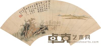 竹君 洞庭秋月 扇面 18×52cm