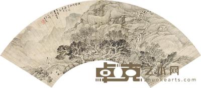 朱霞 幽谷探径 扇面 16×53cm
