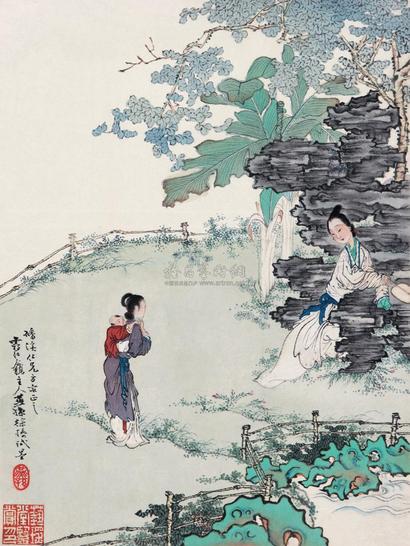 徐操 春困图 立轴