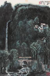 李行简 1979年作 雨住瀑声喧 立轴