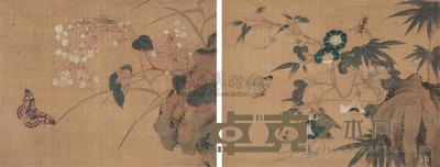 徐崇嗣 (款) 草虫 (二帧) 立轴 23×30cm×2