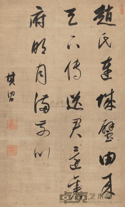 董其昌 行书五言诗 立轴 86×51cm