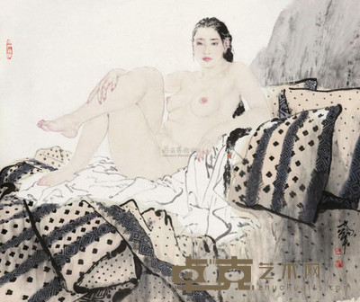何家英 裸女 立轴 87×105cm