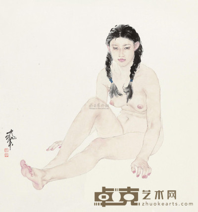 何家英 裸女 镜心 60×57cm