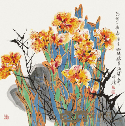 郭怡孮 忽然一夜春风至 镜心 68×68cm