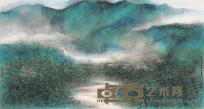 熊海 2003年作  山水人家 镜心 64×120cm