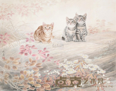 邢诚爱 猫 镜心 65×81.5cm