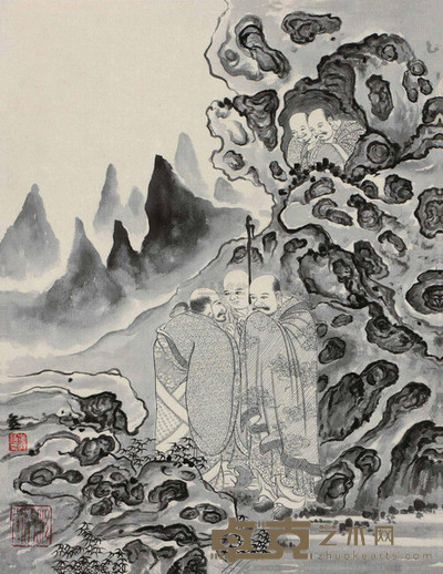 崔自默 罗汉图 镜心 36×28cm