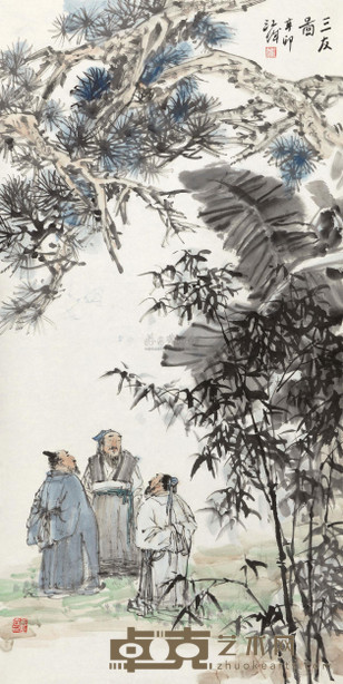 施江城 2011年作 三友图 镜心 136×68cm