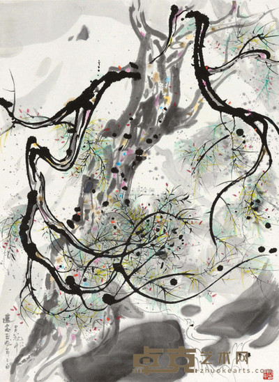 吴冠中 1988年作 玉龙松 93×68cm