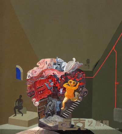 曹力 1990年作 阁楼 45×40cm