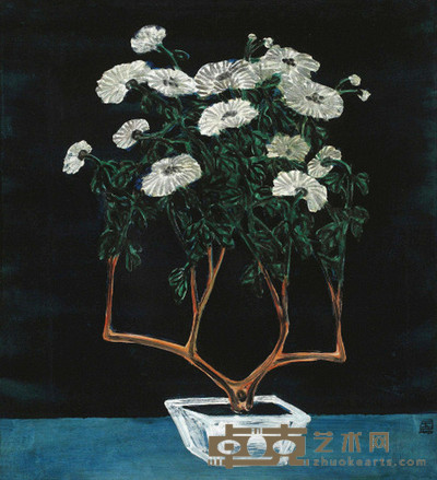 常玉 50年代作 幽蓝明菊 70×62cm