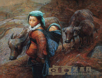 罗中立 1988年作 背孩子的少女 62×82cm