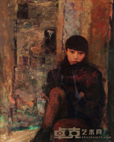 何多苓 1995年作 依窗的女人 100×80cm