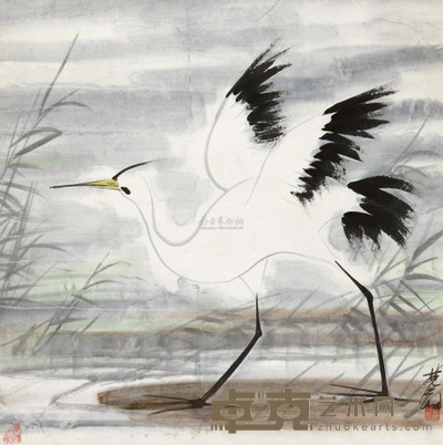 林风眠 白鹤 镜心 65×65cm