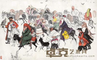 黄胄 赶集图 镜心 92×147cm