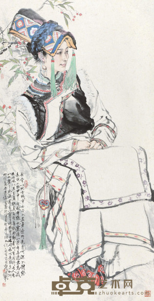 何家英 2006年作 藏族少女 镜心 134×68cm