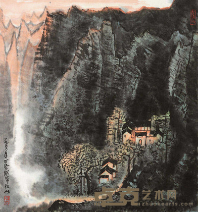 李可染 1966年作 苍山夕照 镜心 48×44cm