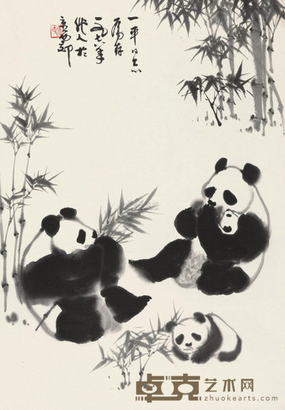 吴作人 1978年作 全家福 立轴 83×57cm