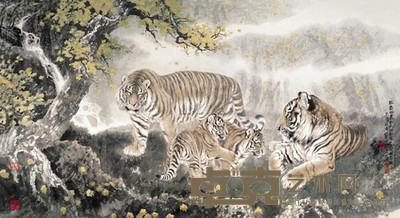 冯大中 2003年作 林泉之乐 镜心 96×180cm