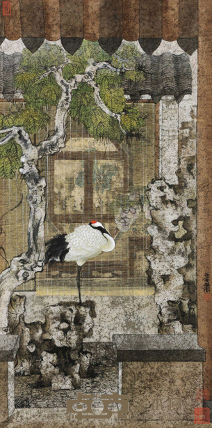郑力 1993年作 帘虚日薄花竹静 镜心 137.4×68cm