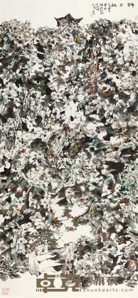 杨延文 2004年作 狮子林 镜心 230×105cm