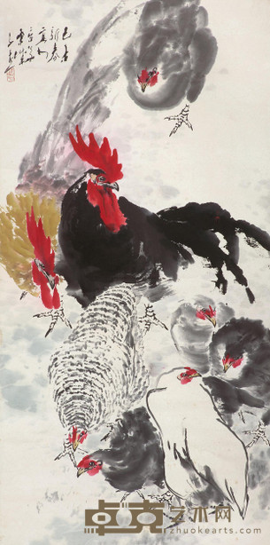 王子武 1979年作 八吉图 立轴 136×68cm
