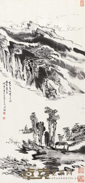 陆俨少 1986年作 意在倪黄之间 立轴 95×45cm