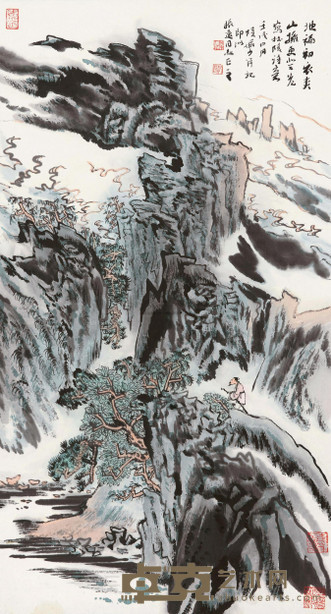 陆俨少 1982年作 杜陵诗意 镜心 88×48cm