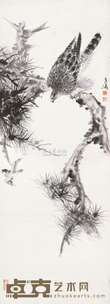 王雪涛 鹰雀图 立轴 112×40cm