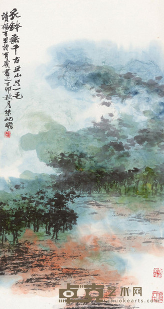 朱屺瞻 1987年作 雨后青山 立轴 89×47cm