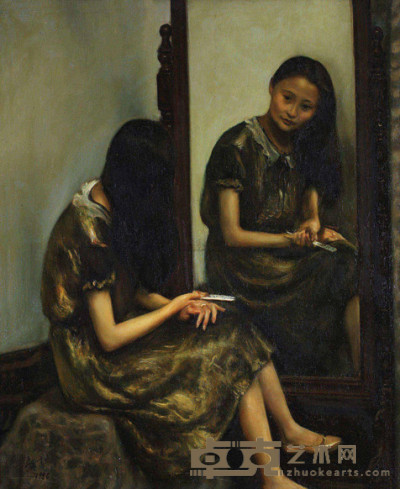 杨飞云 1986年作 少女与老镜子 56×46cm