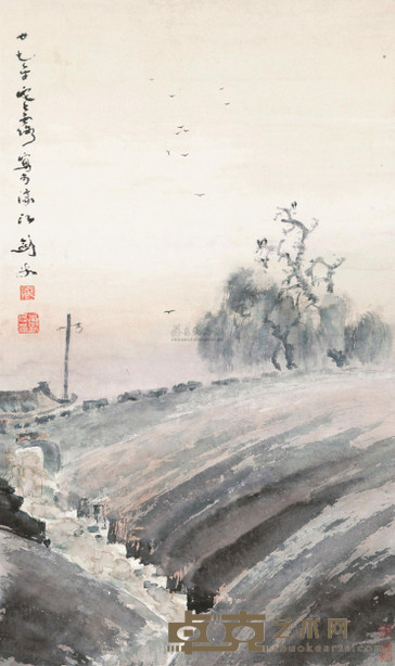 高剑父 1938年作 秋暮 镜心 67×40cm