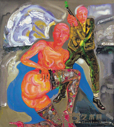 邓箭今 1999年作 有关目击者的梦境记录NO.12 200×180cm
