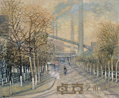 常天鹄 2000年作 下班回家 50×60cm