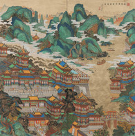 黄秋园 楼阁图 镜心