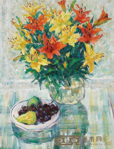李畅 1997年作 静物花 77×61cm