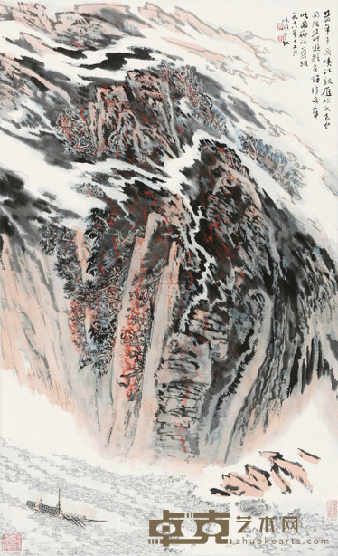 陆俨少 1978年作 峡江历险图 立轴 96×59cm