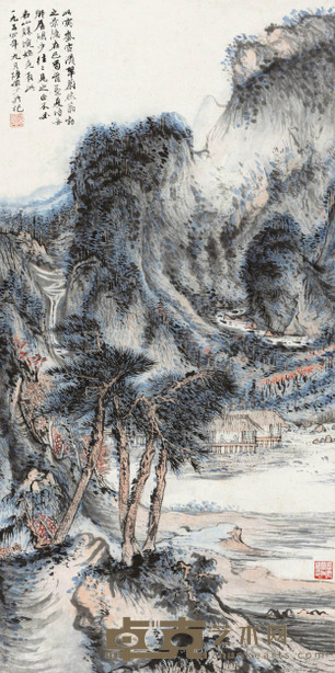 陆俨少 1954年作 忆巴蜀山水 立轴 76×37cm