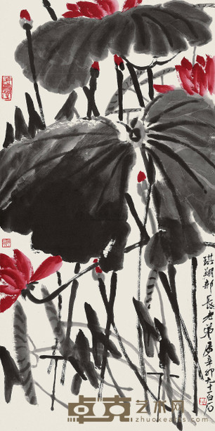 齐白石 1951年作 荷花 立轴 138×69cm