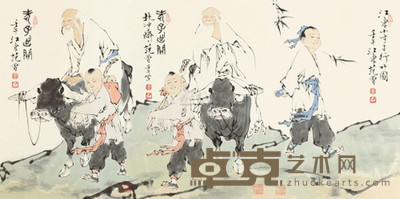 范曾 2002年作 一举多得 镜心 66×137.5cm