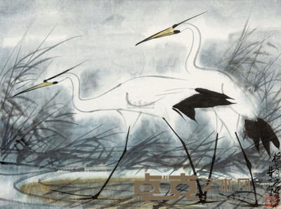 林风眠 1977年作 双鹭 镜心 34×45cm