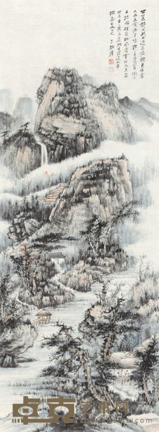 张大千 1943年作 石溪道人笔意 立轴 128×47cm