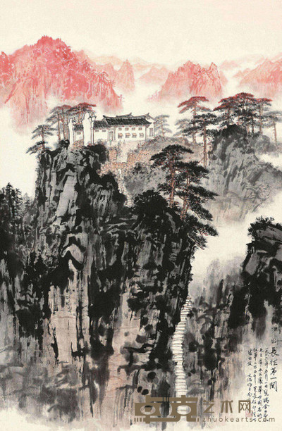 宋文治 1966年作 长征第一关 立轴 94×61cm