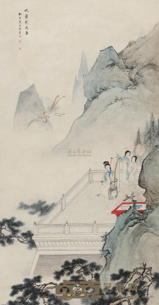 陈少梅 1943年作 吹箫引凤图 镜心 129×67cm