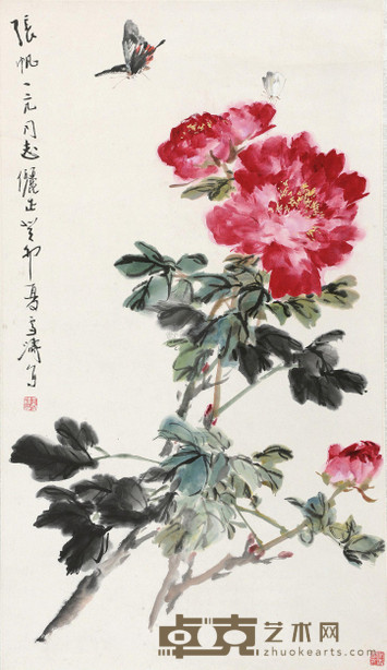 王雪涛 1963年作 蝶恋花 立轴 94×54cm