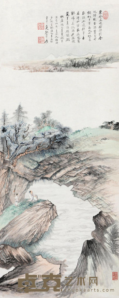 张大千 岸边闲坐 立轴 110×44cm