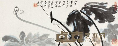 张大千 1972年作 新荷图 镜心 35×89cm